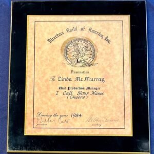 1984 Directors Guild of America Nomination Plaque Linda McMurray I Call Your Name (Cheers)